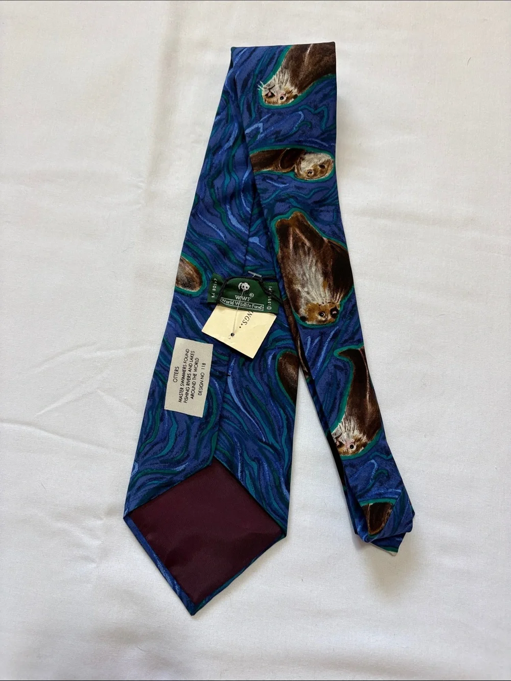 Vintage Wwf Robert Talbott Otter Silk Tie, NWT